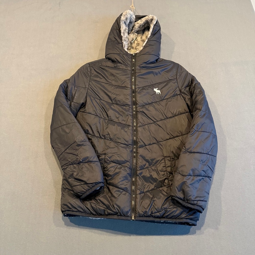 Abercrombie & Fitch Reversible Leopard Faux Fur Puffer Jacket Est M